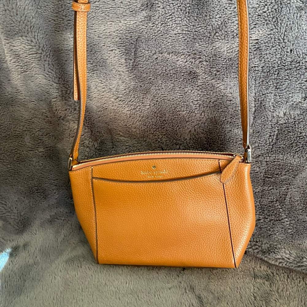 Kate Spade Tan Leather Crossbody Bag Warm Gingerbread color